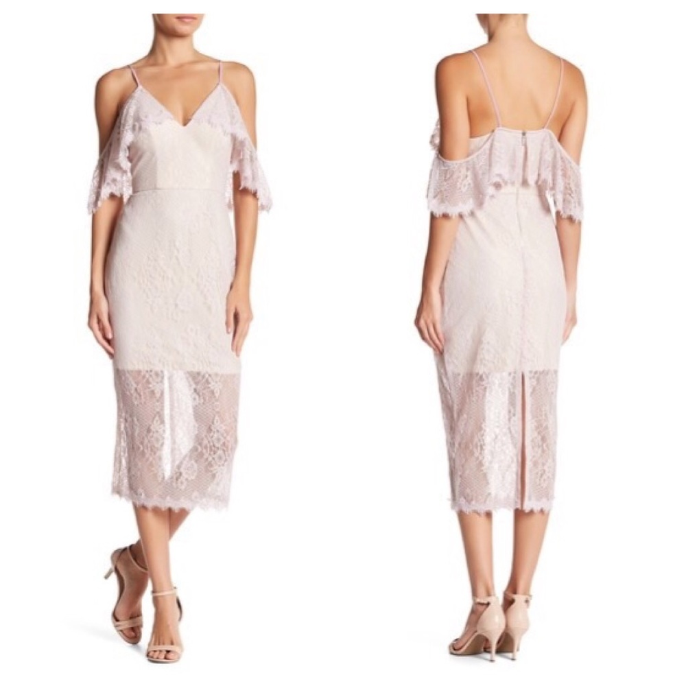 ABS cold shoulder lilac midi dress